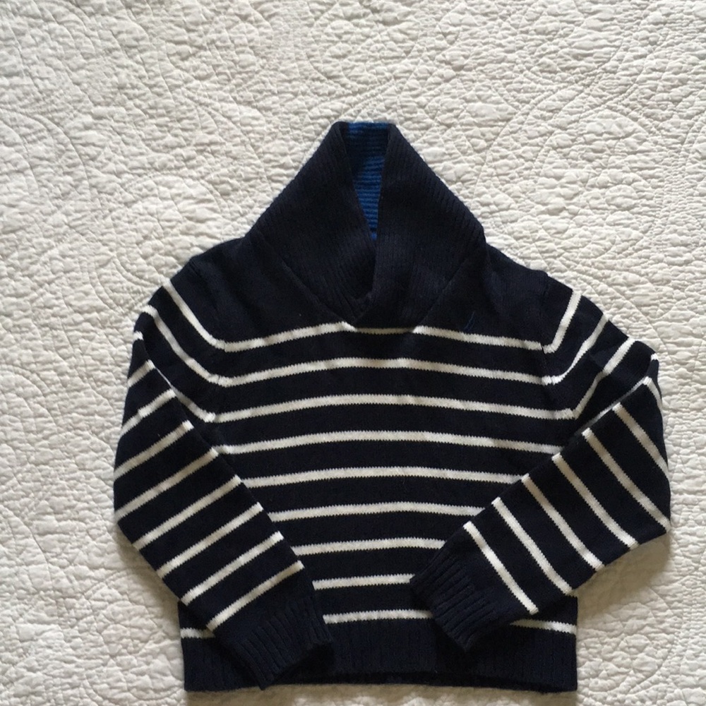 Nautica Navy and White Striped Sweater